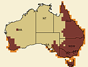 Distribution map of Dacelo novaeguineae